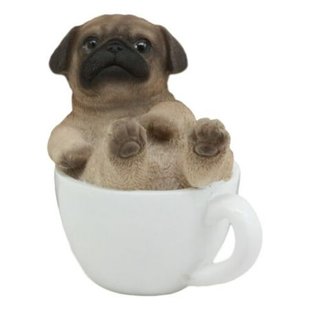 Ebros Realistic Mini Adorable Pug Dog Teacup Statue 3