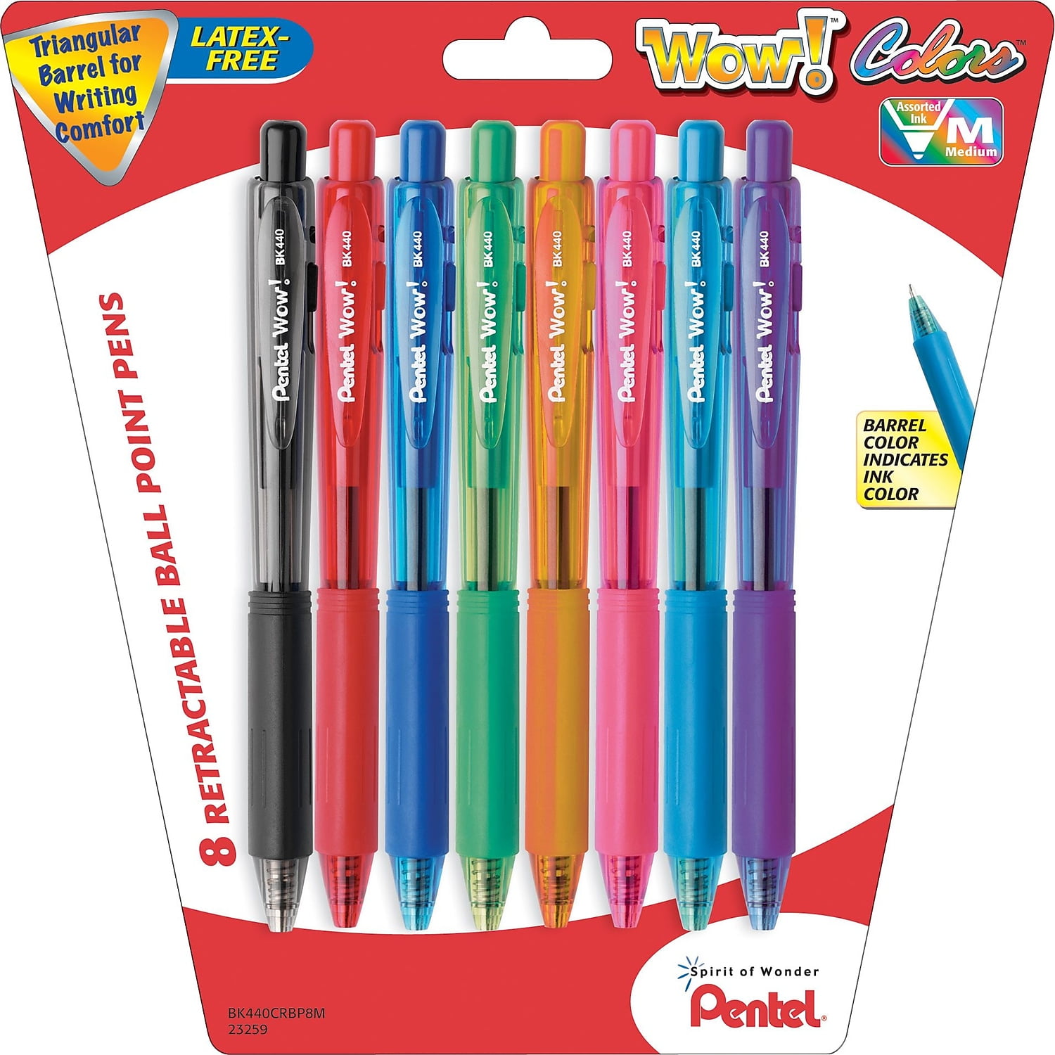 Pentel WOW Retractable Ballpoint Pens Medium Line BK440-D Box of 12 Green Ink 