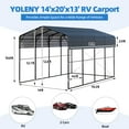 thumbnail image 5 of Erommy 14'x20' RV Carport, Outdoor Heavy Duty Carport with Reinforced Metal Frame, Weather-Resistant Galvanized Steel Roof Shelters for 2 Vehicles, Truck, Boat and SUV, Gray, 5 of 8