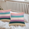 thumbnail image 4 of Bohemian Outdoor Pillow Covers Set of 2 Tribal Geometric Stripes Purple Pink Waterproof Throw Pillow Case Decorative Square Cushion Cover for Patio Couch Garden Balcony, 26"x26", 4 of 9