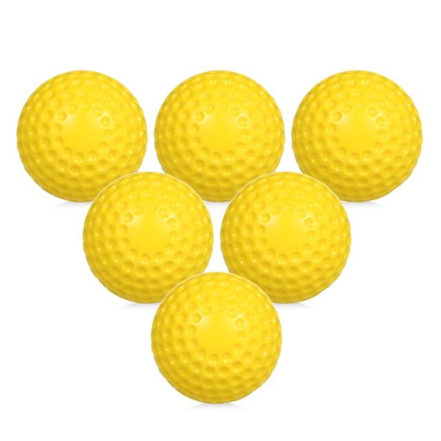 6 Pack 9 Inch PU Dimpled Baseballs with Drawstring Carry Bag for Pitching Machine Practice