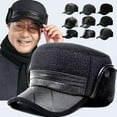 thumbnail image 3 of Winter Middleaged and Elderly Mens Warm Baseball Cap PU Leather Plush Insu XOD, 3 of 7