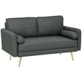 thumbnail image 1 of HOMCOM 56" Loveseat Sofa, 2 Seater Couch with Back Cushions, Dark Grey, 1 of 10