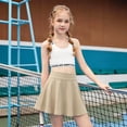 thumbnail image 2 of Ticikt Kids High Waist A-Line Sports Skirt, Breathable Solid Color Girls Tennis Skort,Color:Khaki,Size:13-14 Years, 2 of 4
