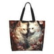 thumbnail image 1 of Balery Flower Cat Couple Bolsa Tote Estilo Estético con Cremalleras, Bolsa de Hombro, Bolsa de Compras Grande y Plegable, 1 of 8