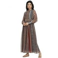 thumbnail image 4 of Black Abstract Printed Chiffon Flared Maxi Dress With Buttons., 4 of 5