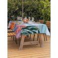 thumbnail image 4 of 54x80 Inch Outdoor Tablecloth with Umbrella Hole Zipper Rectangle Blue Teal Coastal Rectangular Tablecloths Outside Waterproof Wooden Nautical Ocean Coral Summer Patio Table Cloth Cover for Picnic, 4 of 8