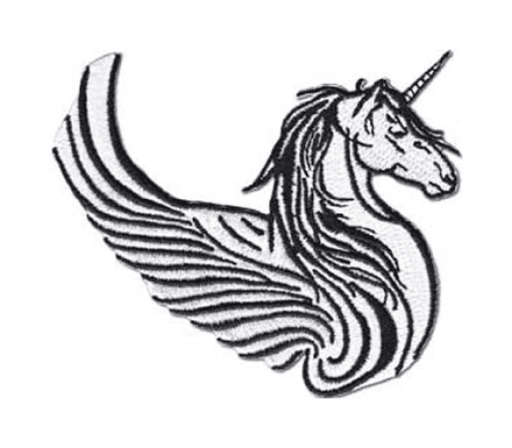 Hat Shark Fantasy Animals Iron On Patch Unicorn W Wings Black