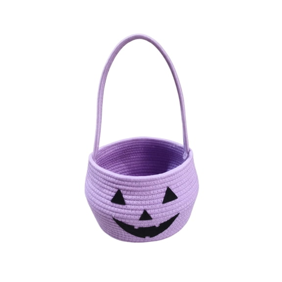 Trick Or Treat Basket Purple Woven Halloween Candy Bucket for Halloween Party Decor Holiday Gifting Halloween Decorations