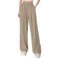 thumbnail image 2 of ABATAB Women Plus Size Palazzo Pants Wide Leg Casual Pants Dressy Loose Elastic Waisted Trousers Summer Vacation Slacks, 2 of 3
