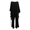 thumbnail image 4 of Two Piece Linen Set Beach Sets for Women Clothing Set Female Round Neck Sleeveless Tops Pants Sets Cargo Pant Style S_1046 Women's Tracksuits Black L, 4 of 5