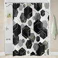 thumbnail image 2 of Black Shower Curtain, Black Grey Abstract Geometric Modern Grid Pattern Minimalist Bath Curtains Waterproof Fabric with Hooks for Home Decor, 72Wx72H, 2 of 6