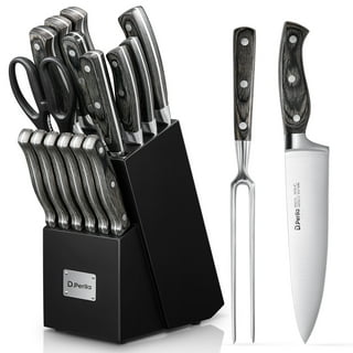 WIZEKA Kitchen Knife Set with Block,15pcs German Steel 1.4116 Knife Block  Set, NSF Certified Knife Set, Professinal Chef Knife Set with Built-in