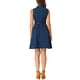 thumbnail image 3 of Vestido de camisa sin mangas de mezclilla para mujer Inspire Chic, con escote en V, cinturón, corte acampanado, talla XL, azul oscuro, 3 of 6