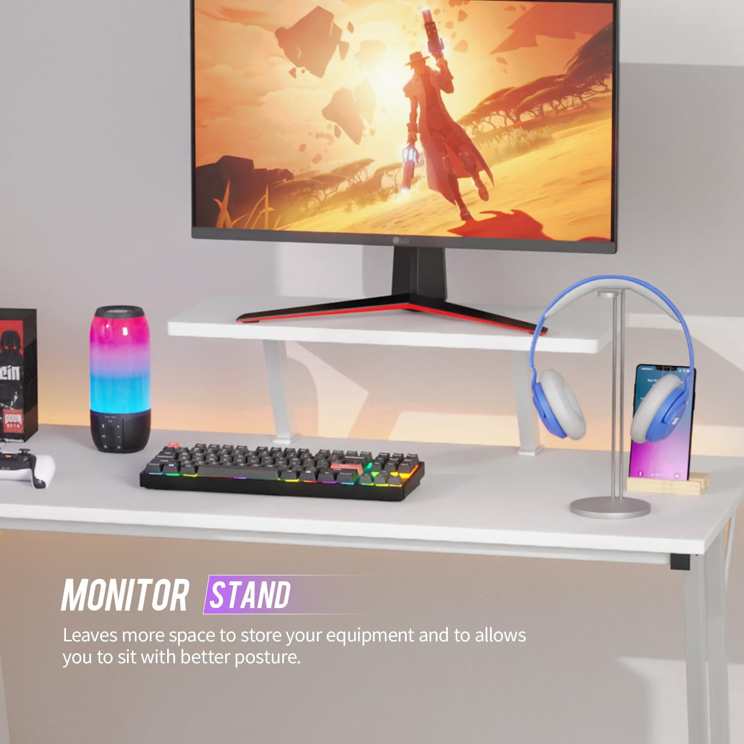 FDW L Shaped Desk Corner Gaming Desk with Large Desktop Studying Working Desk, White