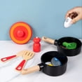 thumbnail image 4 of Kids Pretend Play Simulation Kitchen Toys Wooden Cooking Pot Pan Set Imitation Game Tableware Role Play Toy for Girls Children, 4 of 6