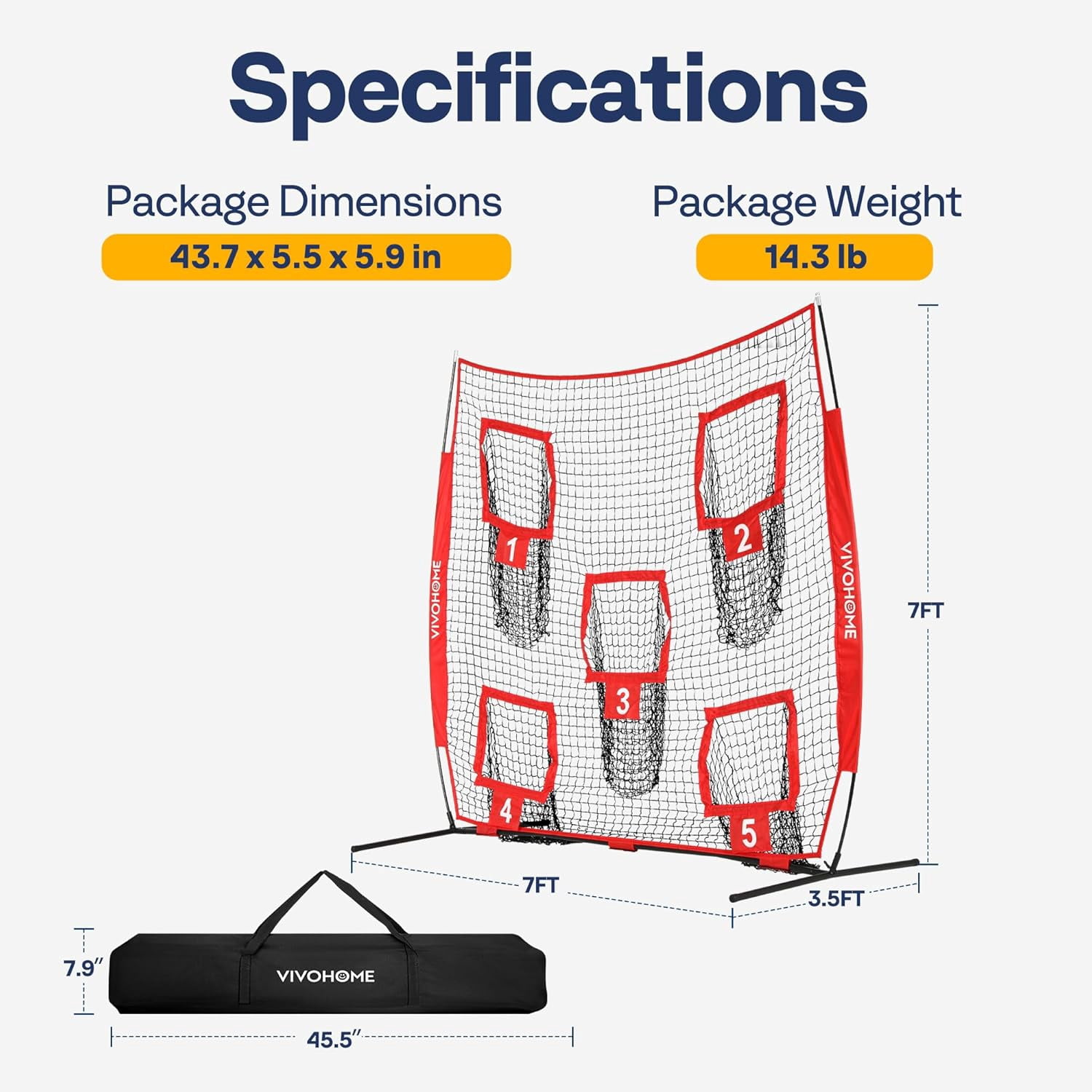 SPECSTAR Football Throwing Net, 7 x 7 ft Football Practice Net with 5 Throwing Target, Quarterback Training Equipment for Improving Throwing Accuracy, Includes Carry Bag