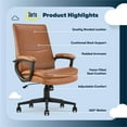 thumbnail image 3 of Maklaine Modern Executive Office Chair Metal Base Bonded Leather Cognac, 3 of 10