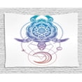 thumbnail image 1 of Turtle Tapestry, Sacred Geometry Inspired Design with Crescent Moon Stars and Circle Dashed Lines, Wall Hanging for Bedroom Living Room Dorm Decor, 60W X 40L Inches, Multicolor, by Ambesonne, 1 of 2