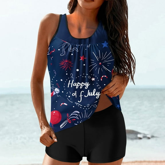 LEBONYARD Women's Two Piece Swimsuits Lace Trim Bikini Feminine Beachwear,Women Conservative Print Strappy Black Set Two Piece Swimsuits Swimdress Blue L