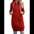 thumbnail image 3 of Sudadera con Capucha y Cremallera para Mujer, Chaqueta Informal de Larga para Otoño, Chaquetas Largas de Otoño con Bolsillos, Túnica Gran Rojo XL, 3 of 9