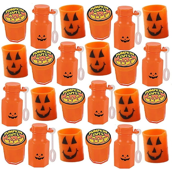 144 Piece Pumpkin Slime/Putty/Springs/Bubbles Small Toy Set - Pumpkin Guts Putty, Jack O Lantern Pumpkin Spring Coil - Trick or Treat (12 Dozen)