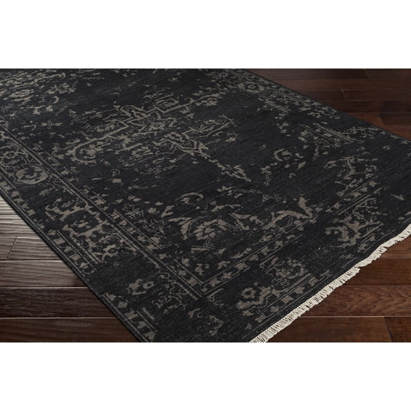 Hauteloom Carcroft Wool Living Room, Bedroom Area Rug - Traditional - Black, Cream, Gray - 2' x 3'