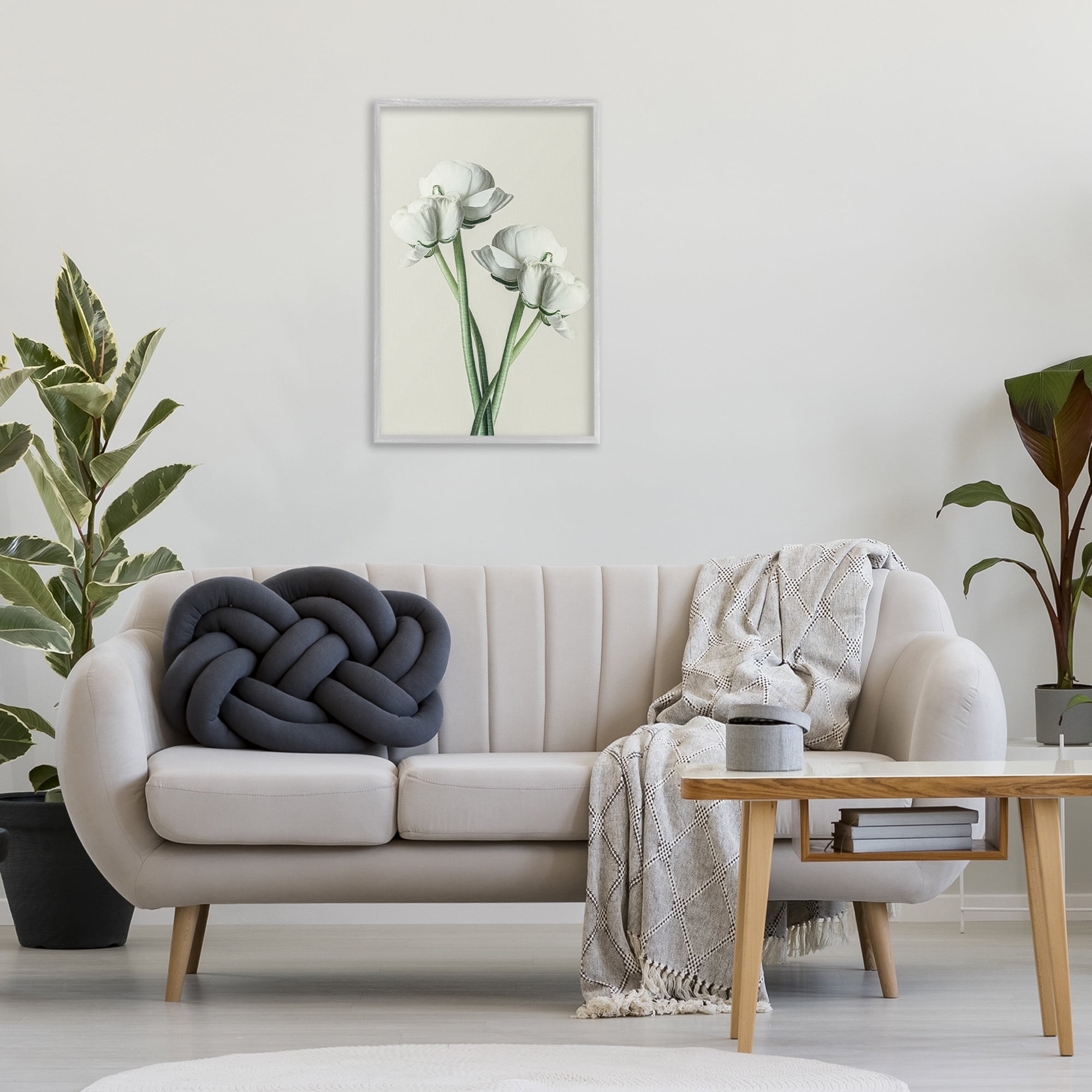 Stupell Industries White Flower Bundle Botanical & Floral Photography Gray Framed Art Print Wall Art, 20 x 30