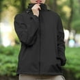 thumbnail image 2 of Wutalume Women's Solid Color Hooded Long Sleeve Jacket Lightweight Windbreaker Sun Protection Coat for Outdoor Hiking Running Sports,Black L, 2 of 6