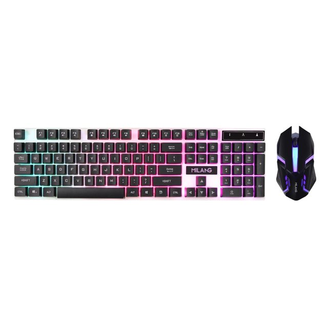 Teclado Mecánico Hugo Combo 104 Teclas Retroiluminados Ratón Cableado Negro