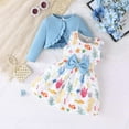 thumbnail image 2 of NAFUU Girl's 2 Piece Outfits Baby Girls Outfits 2 Piece Set Cute Sleeveless Print Dress With Solid Shawl Toddler Clothes For Casual Beach School Party Trendy Outfit 9-12 Months, 2 of 7
