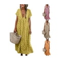 thumbnail image 3 of ITFABS Robes Décontractées à Manches Courtes pour Femmes, Imprimé Floral, Maxi, Amples, Robes de Plage, 3 of 6