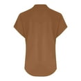 thumbnail image 5 of Holzkary Women's Fashion Casual V Neck Down Short Sleeve Top T Shirt Women's Linen Button V Neck T Shirts Rolled Short Sleeve Loose Fit Casual Summer Tops Tee Shirts Khaki 3Xl, 5 of 8
