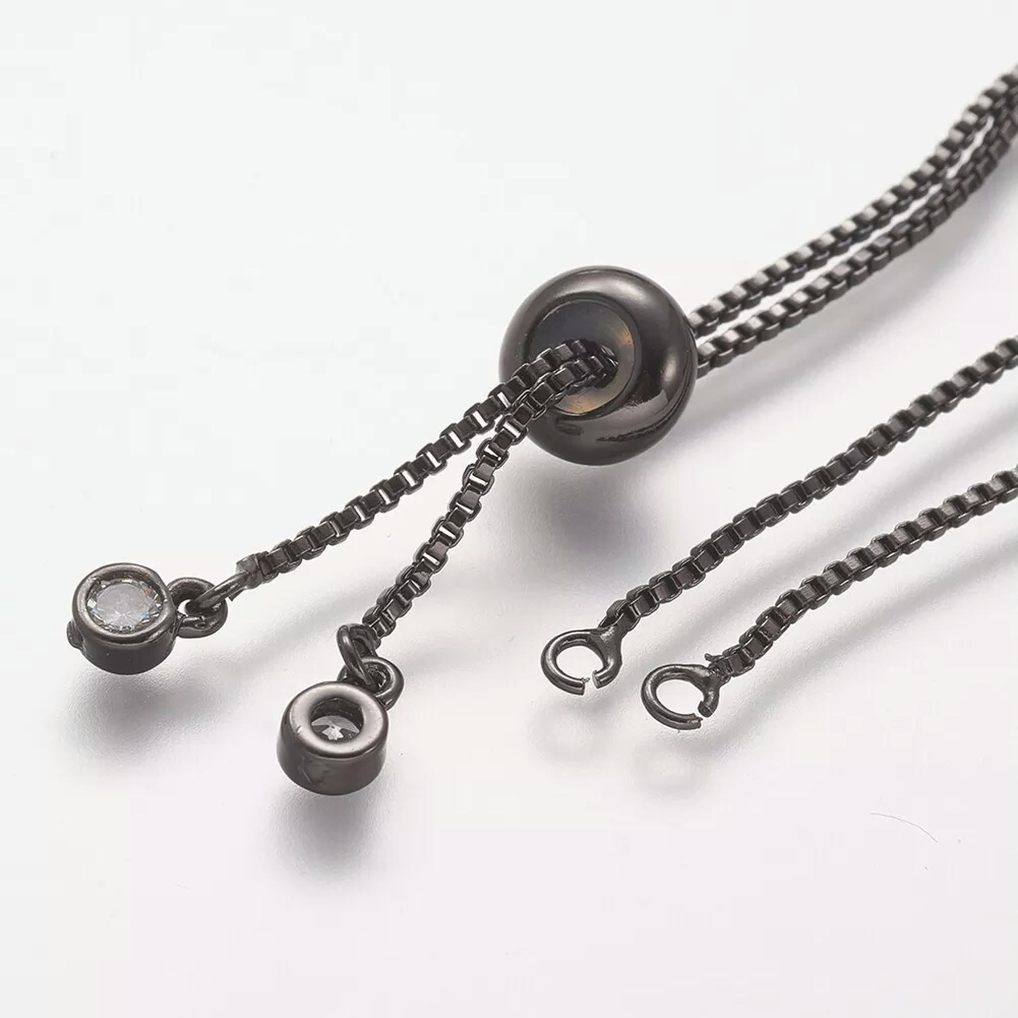 U8MO 20 pcs Adjustable Brass Chain Bracelet DIY Makings, Slider Bracelets, Black