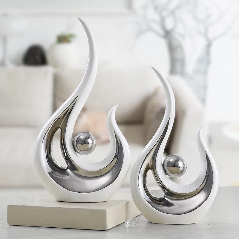 Home Decor Statue, Modern Abstract Art Ceramic Statue for Living Room