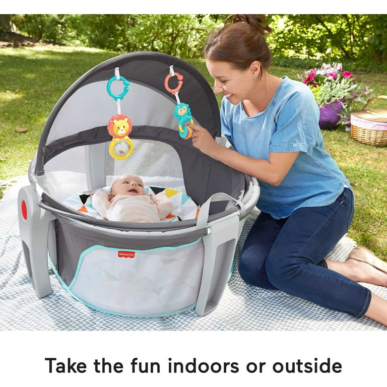 Fisher Price On the Go Baby Dome Portable Bassinet and Play Space with Toys Windmill