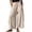 Khaki #011, variant on Women Lace Trim Wide Leg Pants Summer Casual Cropped Drawstring Elastic Waist Lightweight Trousers with Pockets, XL