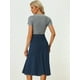 thumbnail image 3 of Falda de mezclilla casual Allegra K Faldas midi acampanadas de talle alto Azul oscuro XS, 3 of 6
