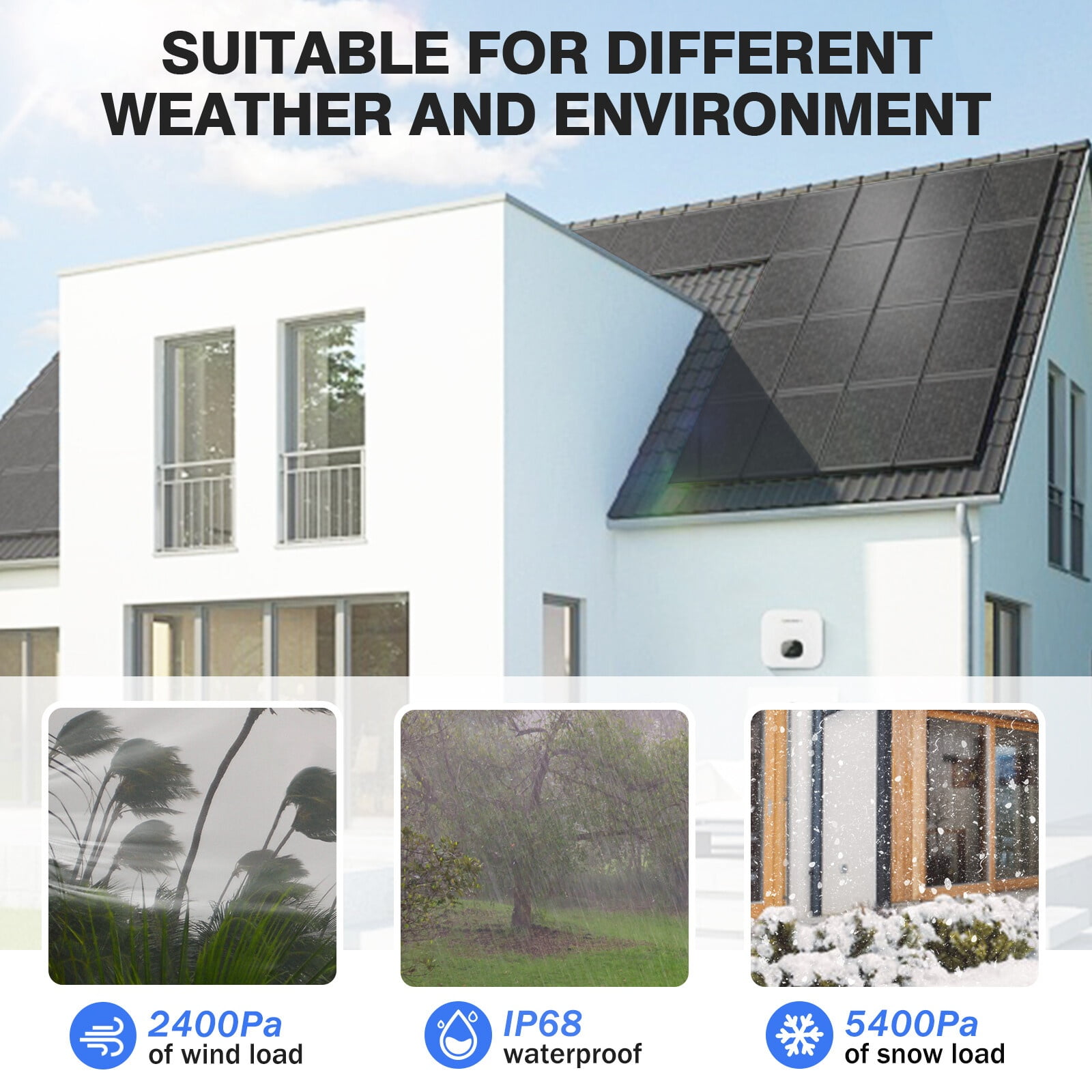 WERCHTAY 12V 100W Monocrystalline Solar Panel 2Pack 100W All Black Off-Grid RV Boat