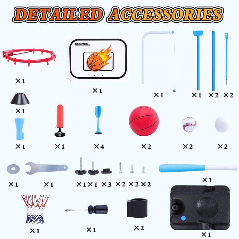 HopeRock 2-in-1 Kids Basketball Hoop & T-Ball Set - Adjustable Height Sports Toy