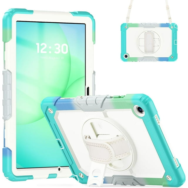 Funda para Samsung Galaxy Tab A11 Plus de 11 pulgadas (2025) y A9 Plus de 11 pulgadas (2023), resistente, a prueba de golpes, con soporte giratorio de 360° y correa de mano/bandolera.