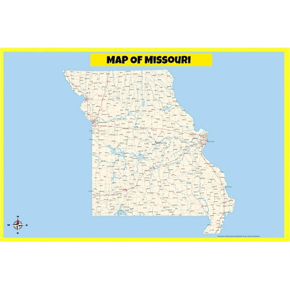 Missouri Map Poster - Laminated Wall Map - Style C - 18x24 - Ideal for Classrooms and Homes – Features Bright Colors and Vivid Imagery