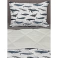 thumbnail image 3 of Whales Comforter & Sham Bedding Set, North Pacific Killer Bowhead Humpback Minke Whale Swimming Ocean, 3 pcs Duvet Set Microfiber Filling Quilt, 5 Sizes, Slate Blue and Purpleblue, by Ambesonne, 3 of 4