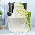 thumbnail image 4 of Green Soft Flannel Fleece Throw Blanket, Bamboo with Floral Curly Leaves Feng Shui Garden, Cozy Plush for Indoor and Outdoor Use, 60" x 80", Lime Green Pale Green, by Ambesonne, 4 of 5