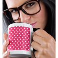 thumbnail image 2 of 3drose, Pink and White Polka Dot Print, 15oz Two-tone Black Mug, 2 of 6