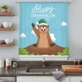 thumbnail image 5 of Happy Groundhog Day Sheer Curtains 108" Extra Long, Cartoon Ground Hog Hole Blue Sky Country Light Filering Curtains, Privacy Drapes Simi Floor to Veiling Curtain for Living Room Window Treatment, 5 of 9