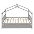 thumbnail image 4 of Full Bed Frame with Storage for Kids, Wooden Montessori House Bed with 2 Drawers and Fence Headboard, Low Platform Bed Playhouse Bed with Roof for Boys Girls Bedroom, Gray, 4 of 7