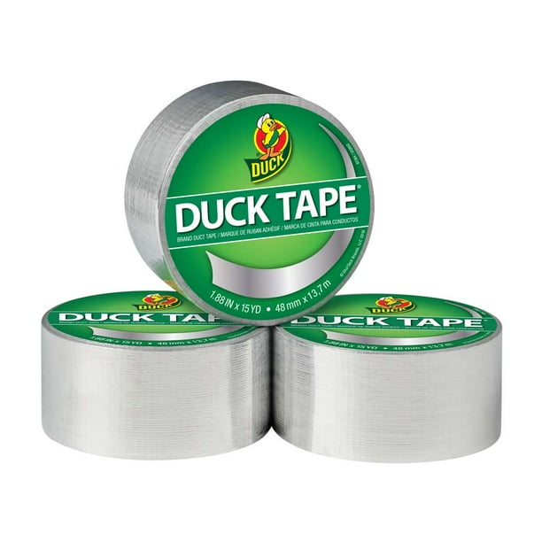 Duck Color Tape Brand Duct Tape, Chrome, 3 Pack, 1.88 in. x 15 yd