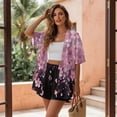 thumbnail image 5 of Xoenoiee Cherry Blossom Print Women 2 Piece Outfits Half Sleeve Blouse and Shorts Sweatsuit Sets Resort Wear for Beach Vacation Party, Size M, 5 of 7
