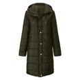 thumbnail image 2 of Women's Plus Size Long Hooded Puffer Coat, Solid Color Quilted Jacket, Mid-Calf Winter Coat, Warm Faux Fur Lined Coat, Loose Fit Outerwear Green L, 2 of 5